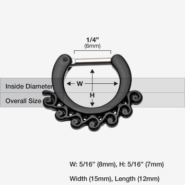 Detail View 1 of Colorline Tidal Wave Filigree Septum Clicker-Black